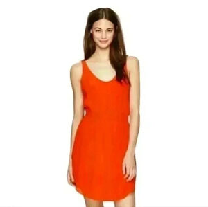 Aritzia Babaton  Blythe Dress Silk Zest Orange Lined Scoop Neck Women's Small